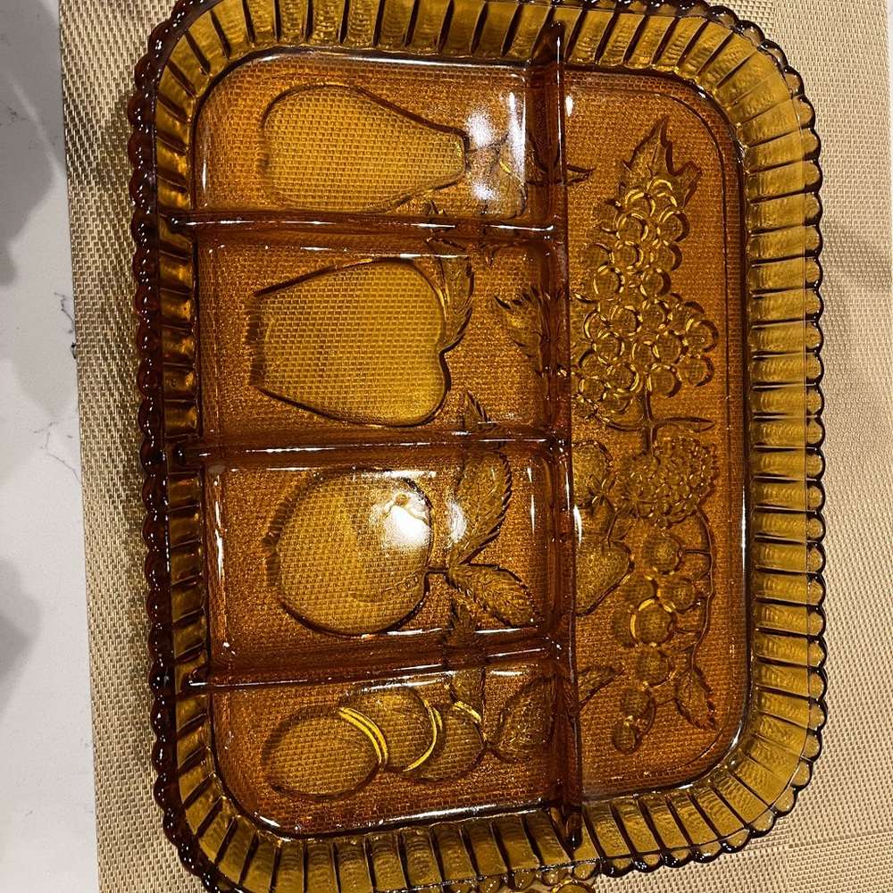 Indiana Glass Amber Divided Fruit Tray